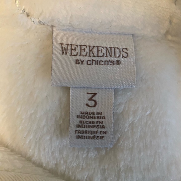 Chico’s - Antique White - Cozy Plush 1/2 zip pullover with foil pattern - XL - Picture 5 of 8